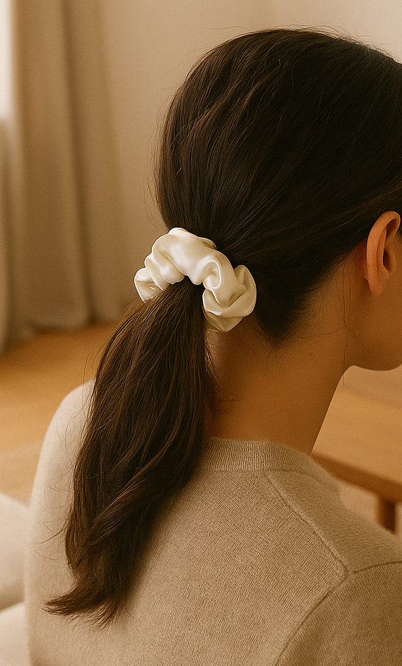 Chouchou blanc en satin