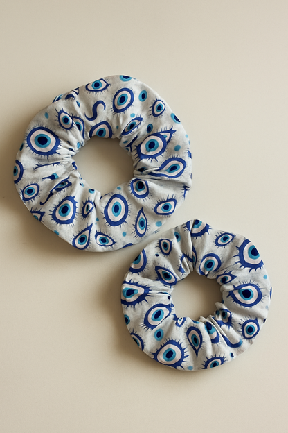 Chouchou satiné bleu