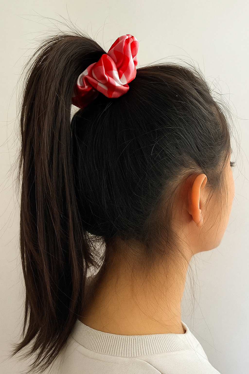 Chouchou rose à carreaux